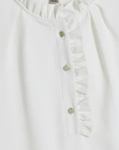 Cream Frill Trim Mini Dress