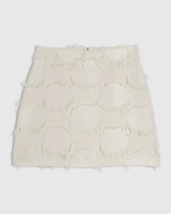 Cream Fringe Jacquard Mini Skirt