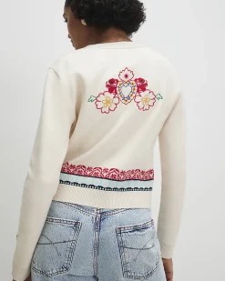 Cream Fun Embroidered Cardigan