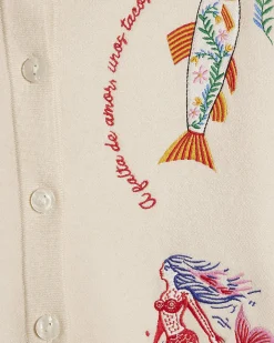 Cream Fun Embroidered Cardigan