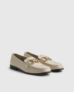 Cream Gold Trim Loafers