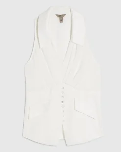 Cream Halter Neck Corset Blouse
