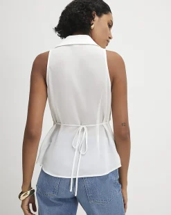 Cream Halter Neck Corset Blouse