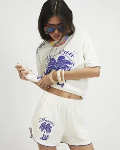 Cream Hawaii Towelling Shorts