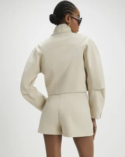 Cream Herringbone Button Detail Wrap Skort