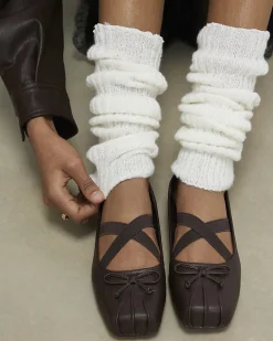 Cream Knitted Ribbed Leg Warmers