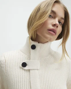 Cream Knitted Tie Waist Ribbed Cardigan
