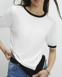 Cream Knitted Tipped Top