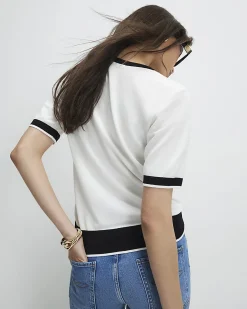 Cream Knitted Tipped Top