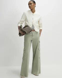 Cream Linen Blend Bomber Jacket