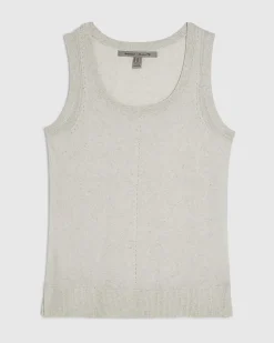 Cream Linen Blend Fine Knit Vest Top