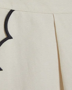 Cream Linen Blend Scallop Wide Leg Trousers