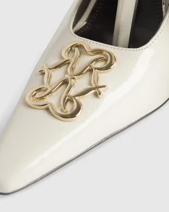 Cream Logo Slingback Court Heels