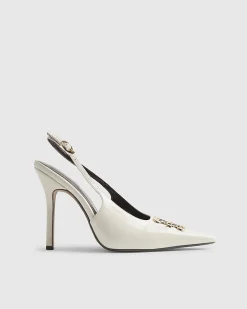 Cream Logo Slingback Court Heels