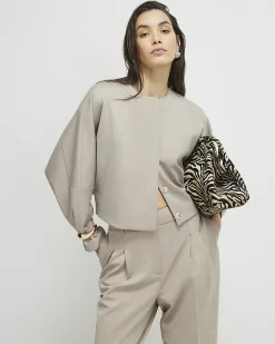 Cream Long Sleeve Bomber Jacket
