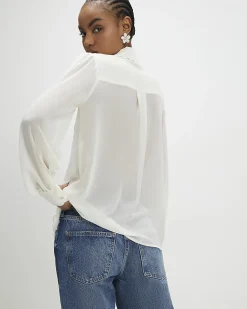 Cream Long Sleeve Scallop Trim Shirt
