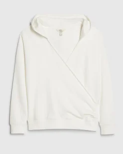 Cream Long Sleeve Wrap Front Hoodie