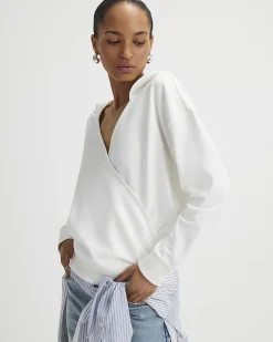 Cream Long Sleeve Wrap Front Hoodie