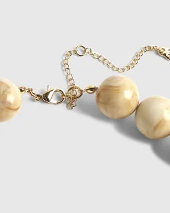 Cream Marble Beaded Necklace