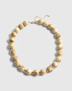 Cream Marble Beaded Necklace