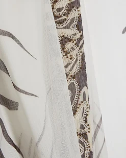 Cream Maxi Animal Print Tie Front Kimono