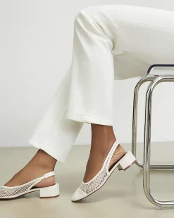 Cream Mesh Round Toe Slingback Shoes