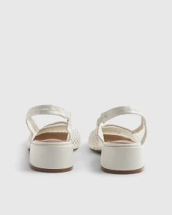 Cream Mesh Round Toe Slingback Shoes