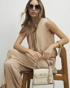 Cream Mini Cross Body Tote Bag