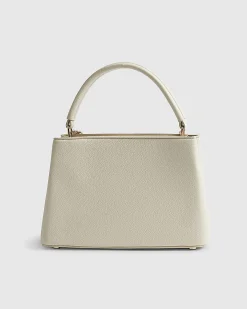 Cream Monogram Pocket Front Charmed Tote Bag