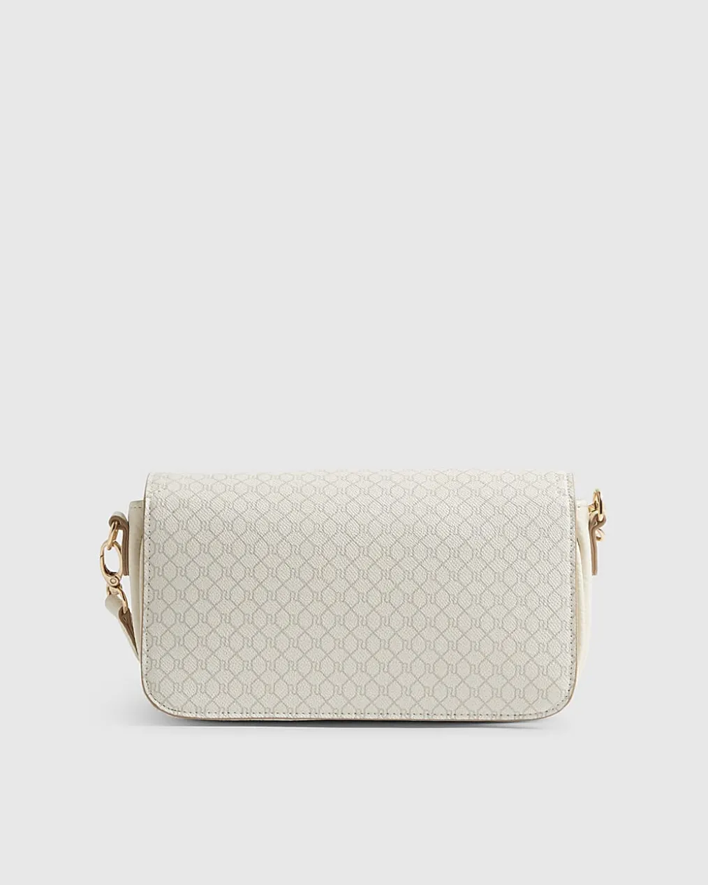 Cream Monogram Print Cross Body Bag