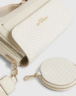 Cream Monogram Print Cross Body Bag