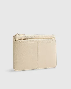 Cream Monogram Print Travel Wallet
