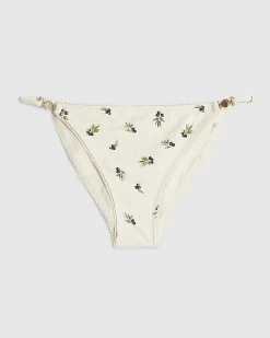 Cream Olive Print Bikini Bottoms