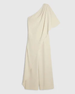 Cream One Shoulder Overlay Jumpsuit