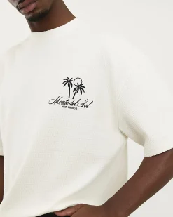 Cream Oversized Cotton Palm Print T-Shirt