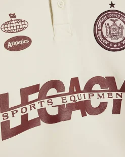 Cream Oversized Fit Legacy Blocked Rugby Top