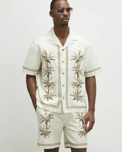 Cream Palm Tree Shorts