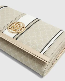 Cream Panelled Clip Top Purse