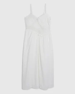 Cream Patchwork Lace Midi Dress