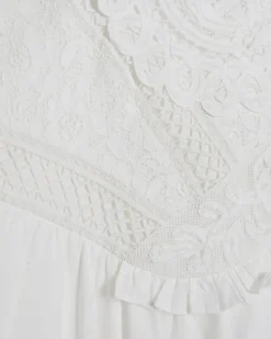 Cream Patchwork Lace Midi Dress