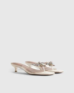 Cream Perspex Toe Thong Butterfly Heels