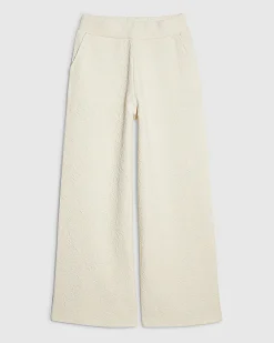 Cream Petite Jacquard Wide Trouser
