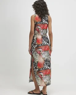 Cream Printed Slip Midi Dress