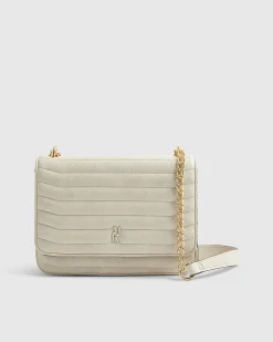 Cream Quilted Chain Shoulder Bag