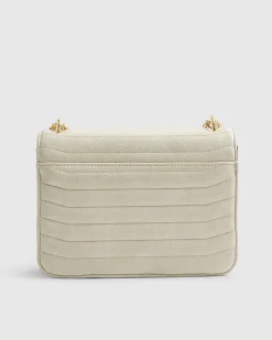 Cream Quilted Chain Shoulder Bag