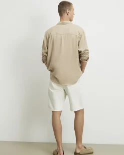 Cream Regular Fit Denim Shorts