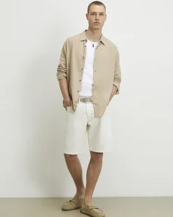 Cream Regular Fit Denim Shorts