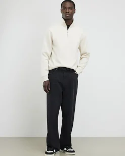 Cream Regular Fit Funnel Neck Sweatshirt