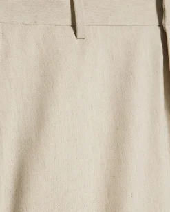 Cream Regular Fit Linen Blend Shorts