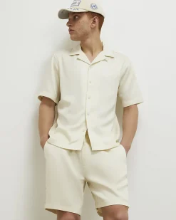 Cream Regular Fit Shorts